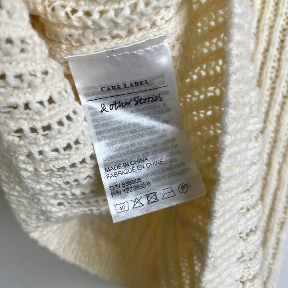 Stockholm Atelier & Other Stories Knit Top Womens XS Cream Pullover Short Sleeve - Picture 10 of 11